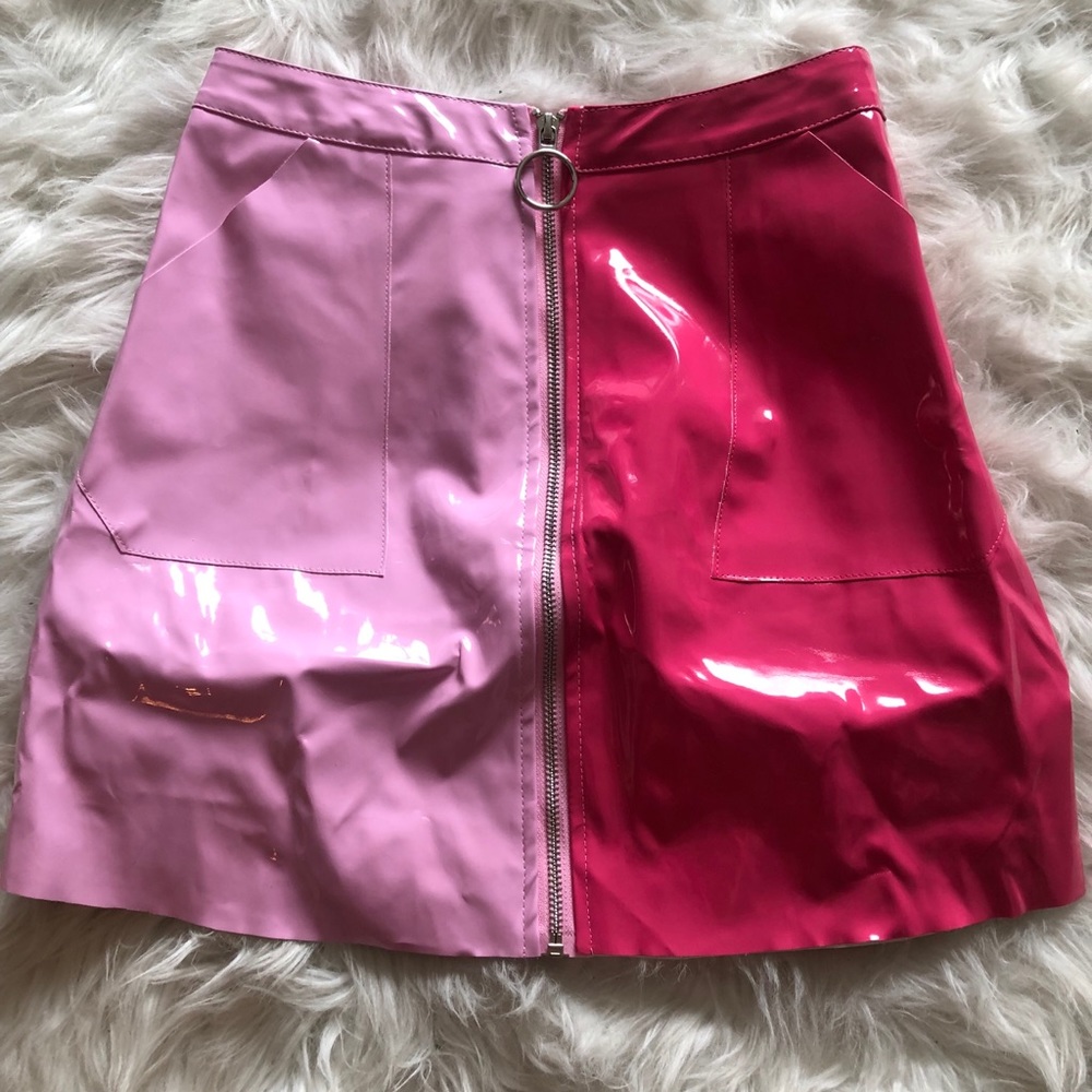 Pink vinyl skirt